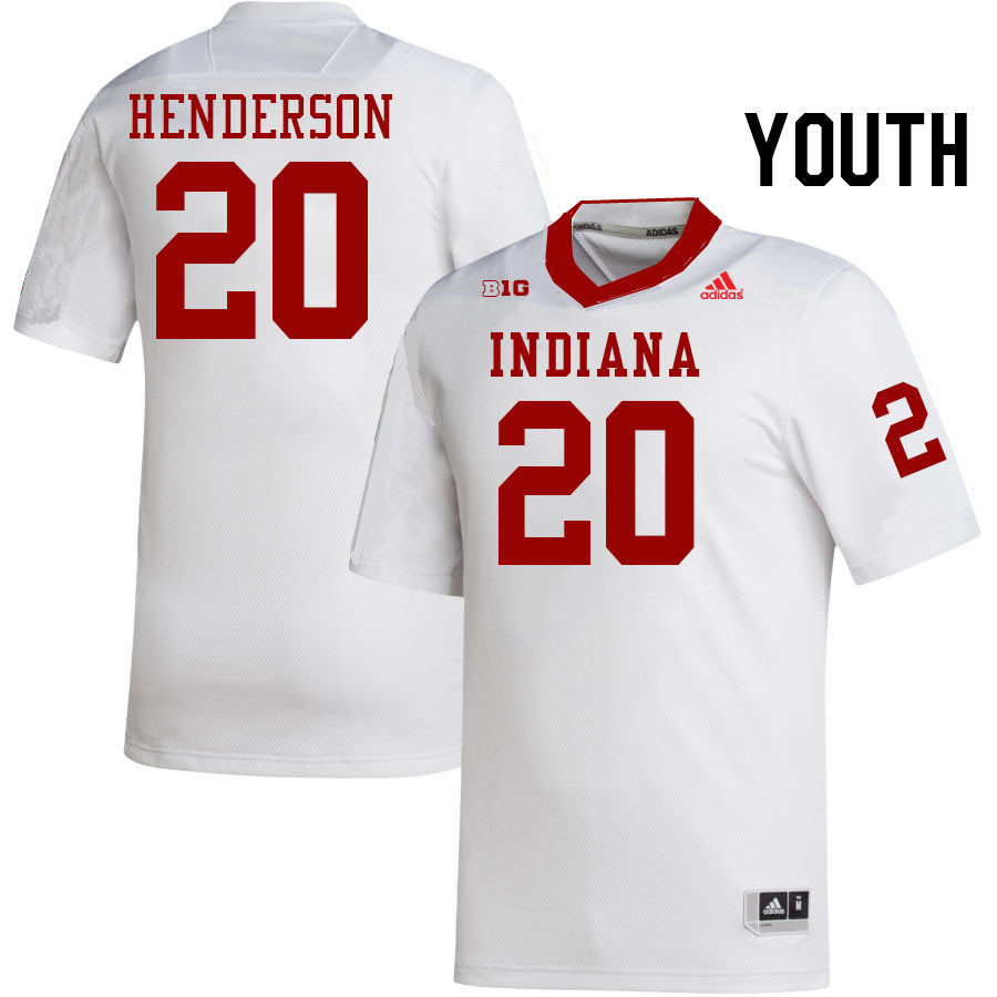 Youth #20 Dontrae Henderson Indiana Hoosiers College Football Jerseys Stitched-White